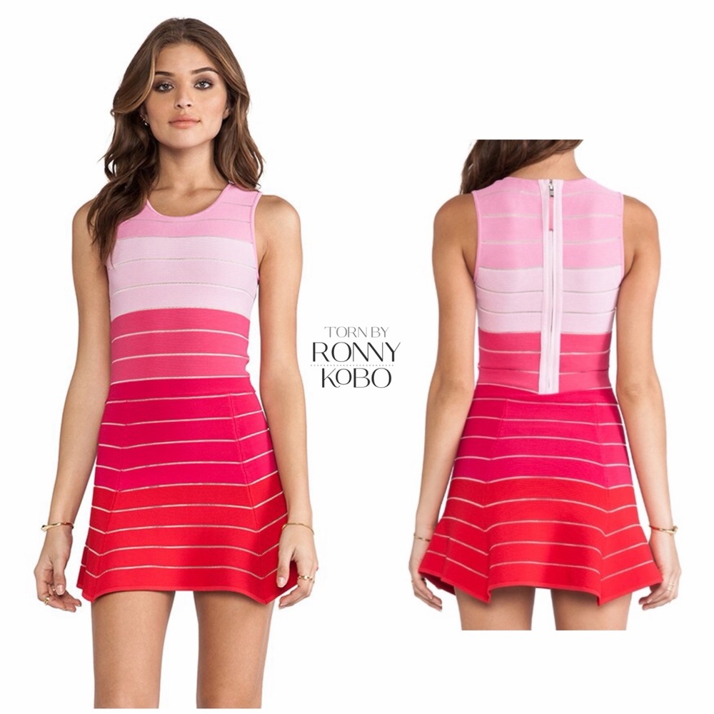 Like New - Torn by Ronny Kobo Pink Gradient Mini Bandage Dress (M)